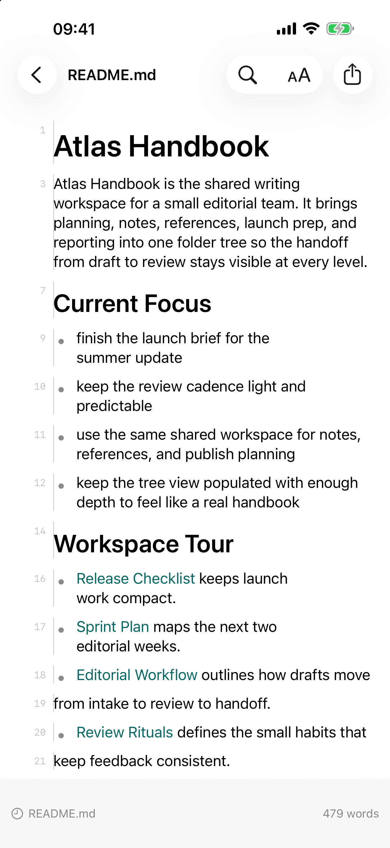 Read-only Markdown Preview in Mark Studio on iPhone